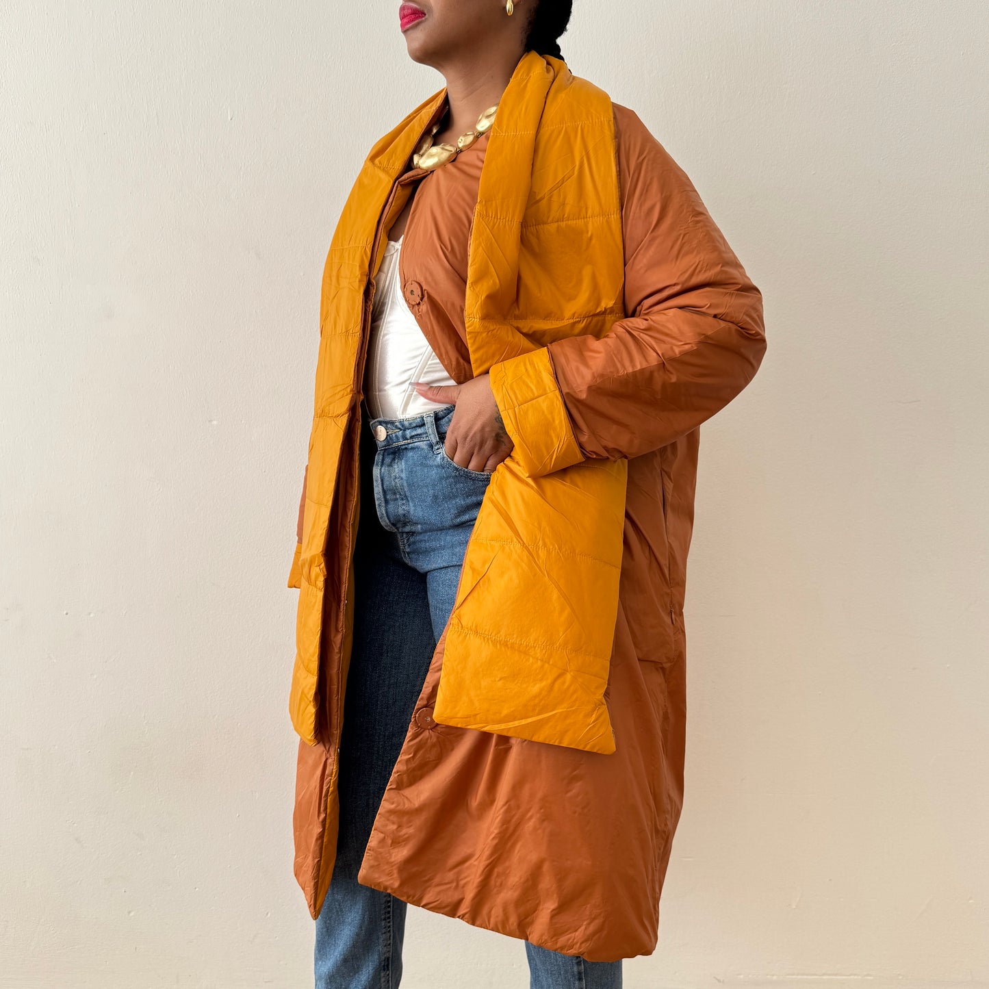 Newly Added: Brand New Light Duck Down Reversible Winter Coat with Scarf
