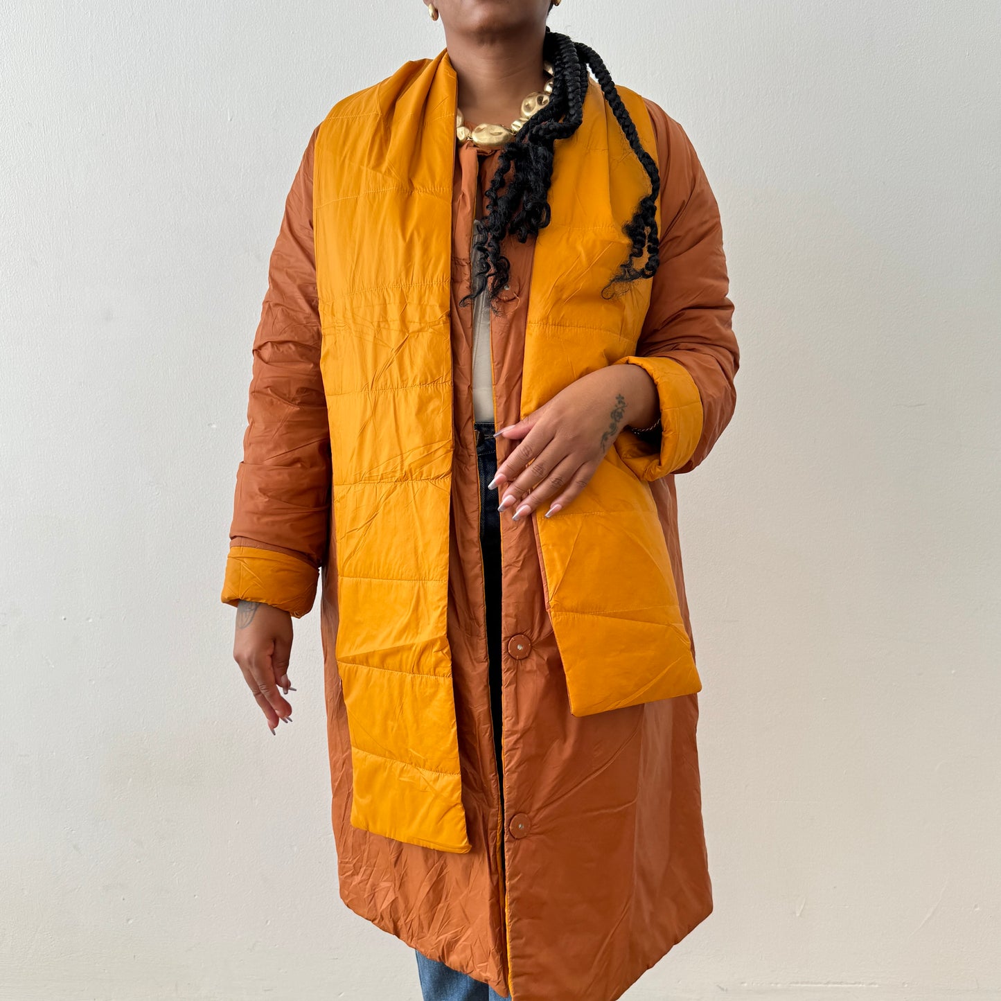 Newly Added: Brand New Light Duck Down Reversible Winter Coat with Scarf