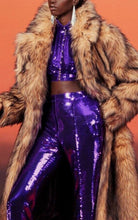 Load image into Gallery viewer, Newly Added: Branded Paco Rabanne x H&M Sequinned Women Purple Cropped Set