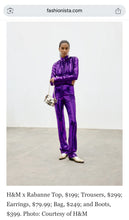 Load image into Gallery viewer, Newly Added: Branded Paco Rabanne x H&M Sequinned Women Purple Cropped Set