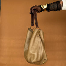 Load image into Gallery viewer, Newly Added: Genuine Leather Metallic Hobo Bag