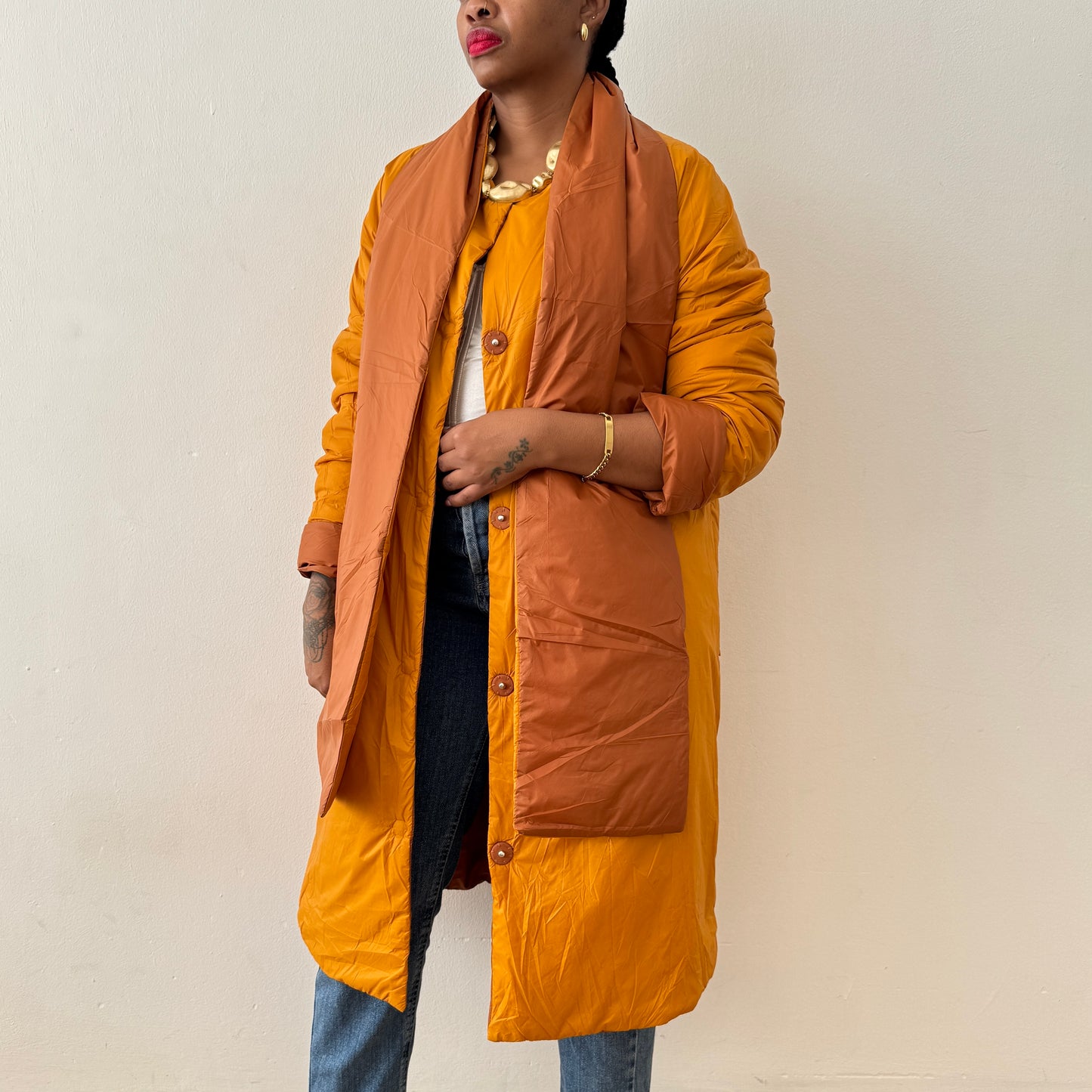 Newly Added: Brand New Light Duck Down Reversible Winter Coat with Scarf