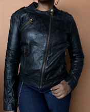 Load image into Gallery viewer, Newly Added: Genuine Leather &amp; Cotton Collarless Jacket - Thrift Happens 2