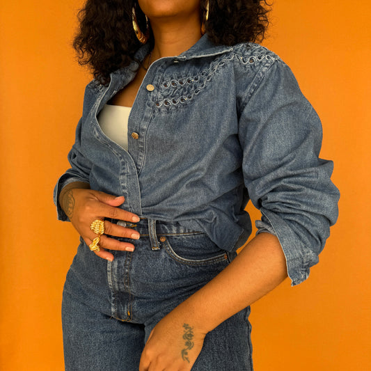 Newly Added: Vintage Denim Shirt with Front Detail