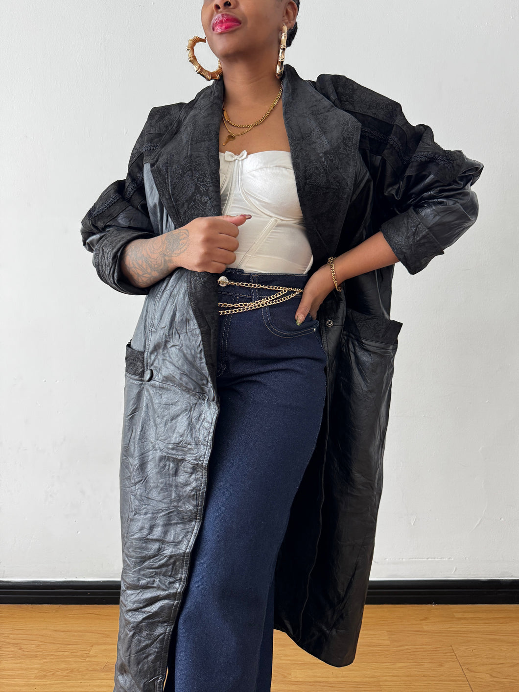 Newly Added: Genuine Leather Batwing Vintage Trench Coat