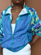 Load image into Gallery viewer, Newly Added: Blue Abstract Sleeve Windbreaker - Thrift Happens 2