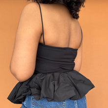 Load image into Gallery viewer, Flared Peplum Bubble Bottom Spaghetti Top