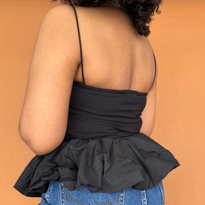Flared Peplum Bubble Bottom Spaghetti Top
