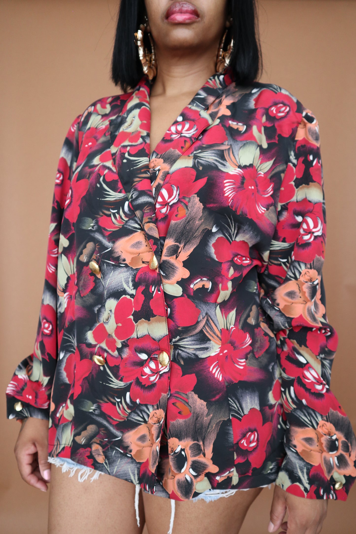 New: Floral Double Breasted Vintage Blouse - Thrift Happens 2