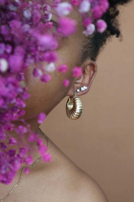 Jewellery: Chunky 80s Inspired Light Gold Earring Hoops - Thrift Happens 2