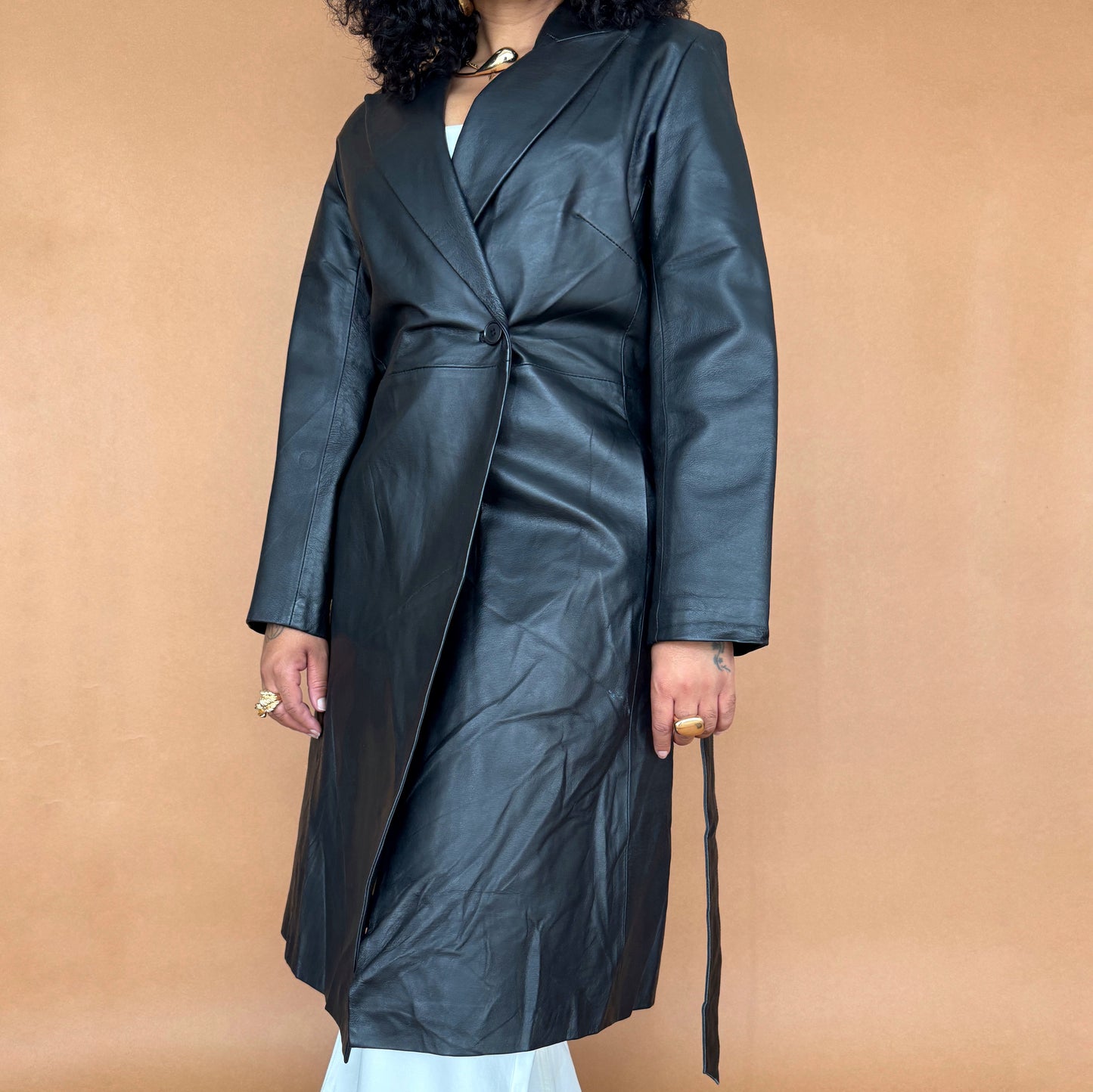 Brand New Genuine Leather Classic Trench Coat