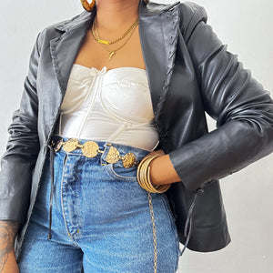 Newly Added: Genuine Leather Basic Blazer