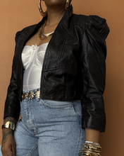 Load image into Gallery viewer, Newly Added: Genuine Bubble Cropped Leather Jacket