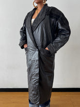 Load image into Gallery viewer, Newly Added: Genuine Leather Batwing Vintage Trench Coat
