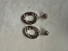 Load image into Gallery viewer, Accessories: Silver-Plated Sculptural Drop Hoop Earrings - Thrift Happens 2
