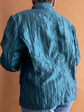 Load image into Gallery viewer, Crinkled Teal Zip Light Jacket - Thrift Happens 2