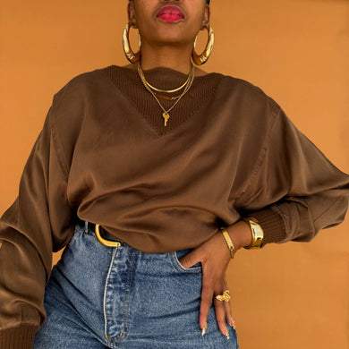 Newly added: silk and woollen batwing blouse
