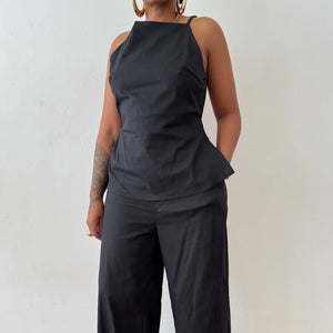 Linen Two Piece Backless Set