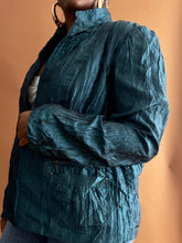 Load image into Gallery viewer, Crinkled Teal Zip Light Jacket - Thrift Happens 2