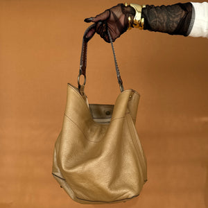 Newly Added: Genuine Leather Metallic Hobo Bag