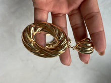 Load image into Gallery viewer, Accessories: Gold-Plated Sculptural Drop Hoop Earrings - Thrift Happens 2
