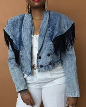 Load image into Gallery viewer, Newly Added: Fringe Vintage Denim Cropped Jacket