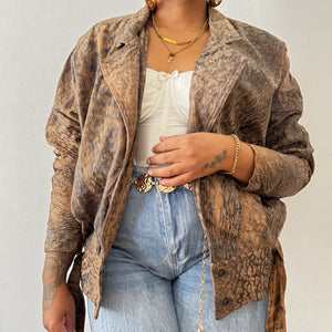Newly Added: Genuine Leather Distressed Batwing Jacket