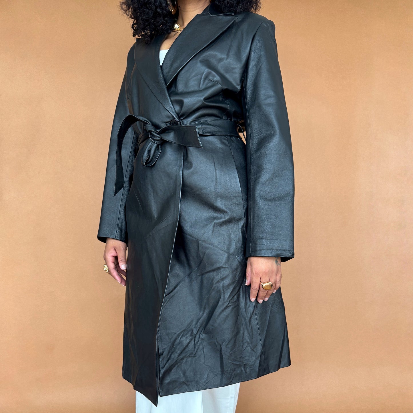 Brand New Genuine Leather Classic Trench Coat