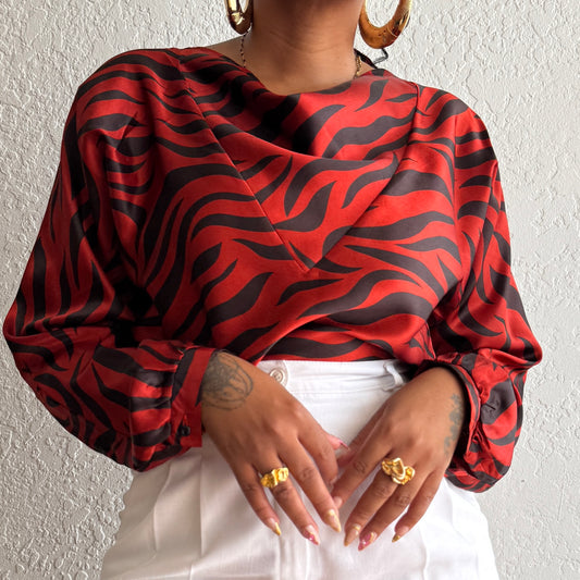 Newly Added: Silky Zebra Print Vintage Blouse