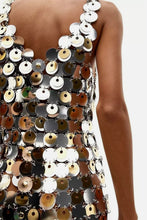 Load image into Gallery viewer, Newly Added: Branded Paco Rabanne H&amp;M Sequin Disc Dress Silver Gold Rare Collab Limited Luxury