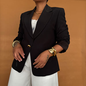 Newly Added: Vintage Elegant Blazer with Silk Collar & Sleeves