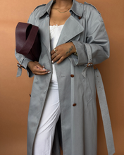 Load image into Gallery viewer, Newly Added: Vintage Grey Trench Coat - Thrift Happens 2