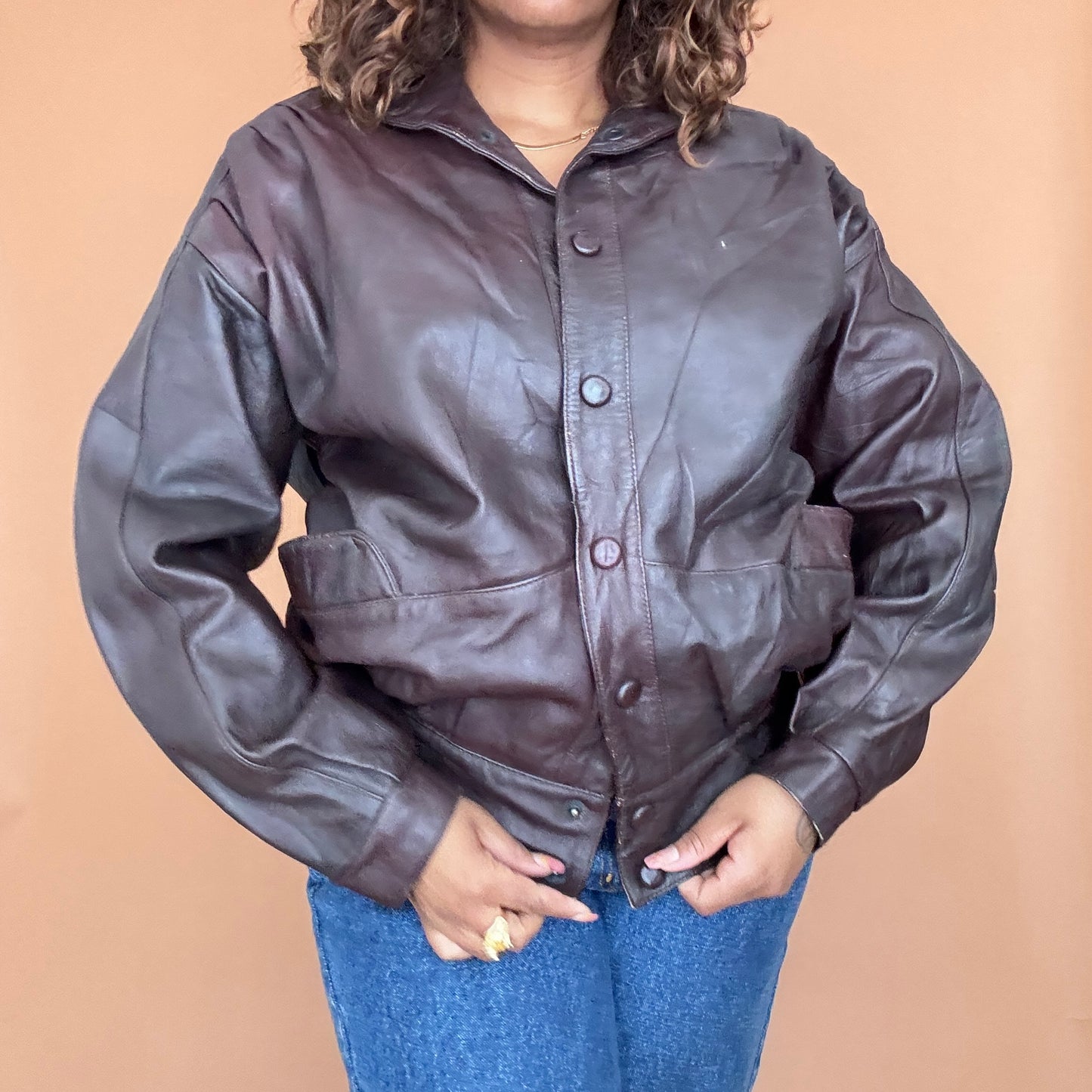 Sale: Vintage Two Tone Genuine Leather Jacket