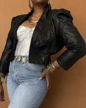 Load image into Gallery viewer, Newly Added: Genuine Bubble Cropped Leather Jacket