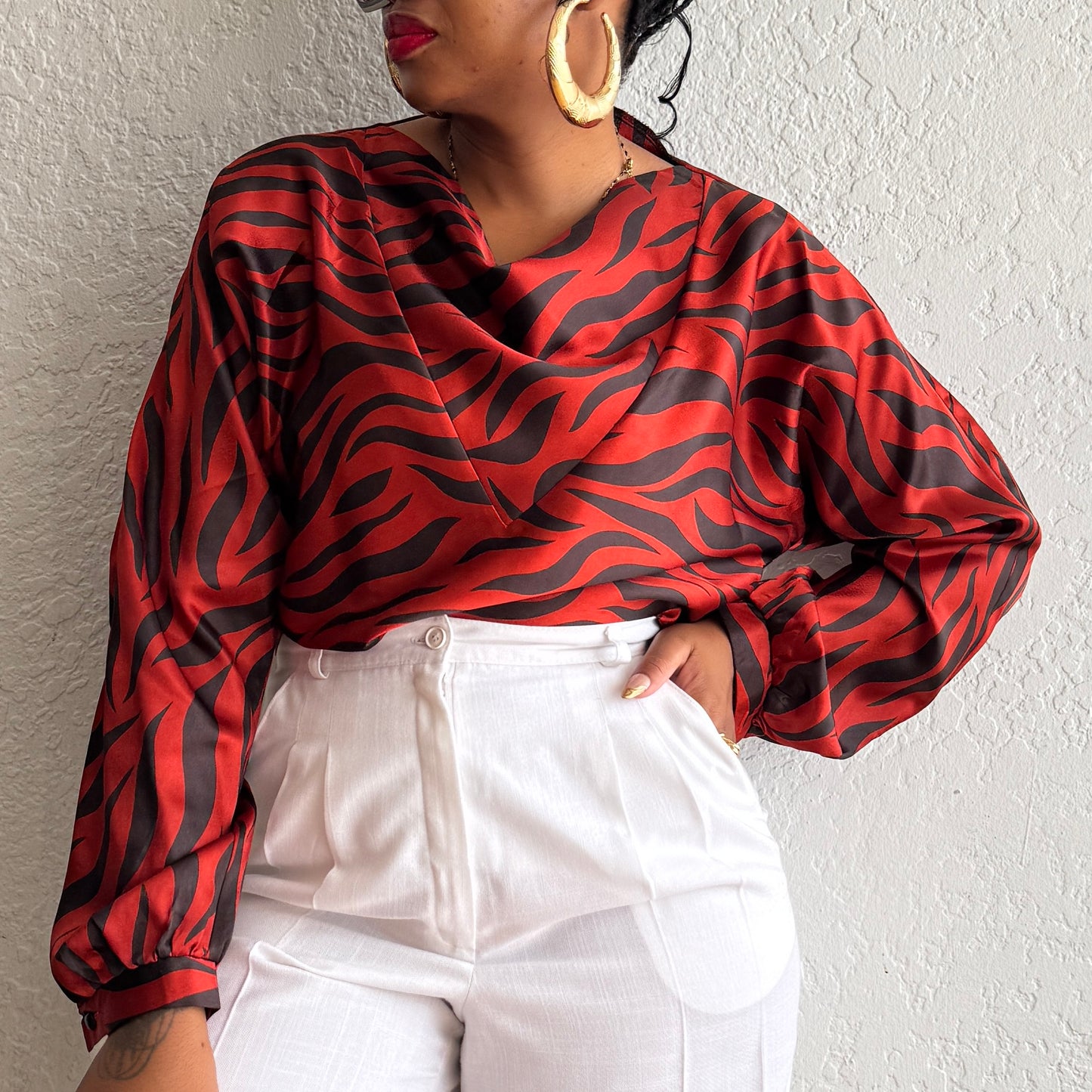 Newly Added: Silky Zebra Print Vintage Blouse