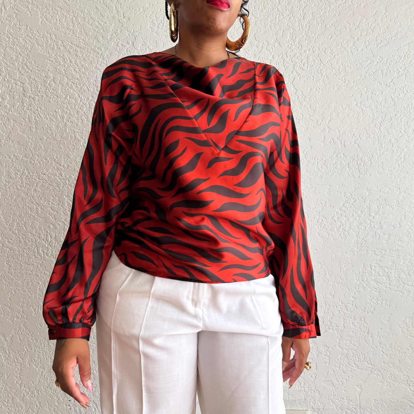 Newly Added: Silky Zebra Print Vintage Blouse