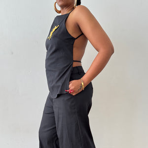 Linen Two Piece Backless Set