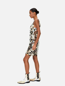 Newly Added: Branded Paco Rabanne H&M Sequin Disc Dress Silver Gold Rare Collab Limited Luxury