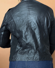 Load image into Gallery viewer, Newly Added: Genuine Leather &amp; Cotton Collarless Jacket - Thrift Happens 2