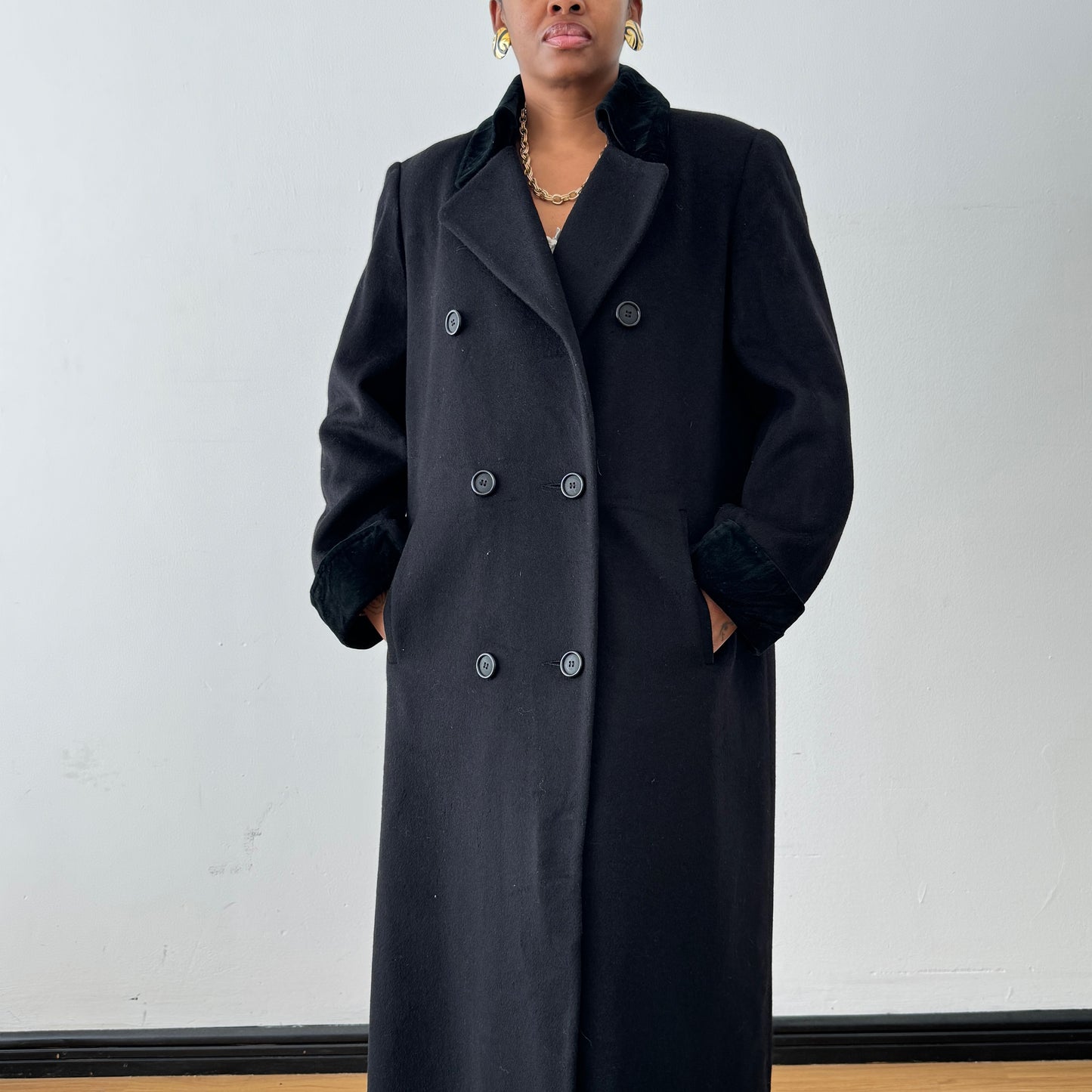 Newly Added: Vintage Long Winter Coat with Velvet Collar