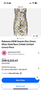 Newly Added: Branded Paco Rabanne H&M Sequin Disc Dress Silver Gold Rare Collab Limited Luxury
