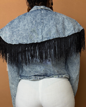 Load image into Gallery viewer, Newly Added: Fringe Vintage Denim Cropped Jacket