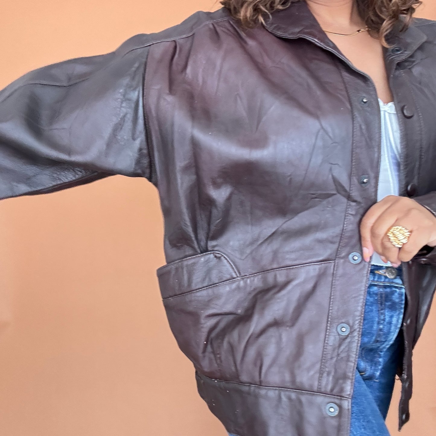 Sale: Vintage Two Tone Genuine Leather Jacket