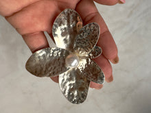 Load image into Gallery viewer, Accessories: Hammered Silver Floral Brooch with Pearl Detail - Thrift Happens 2