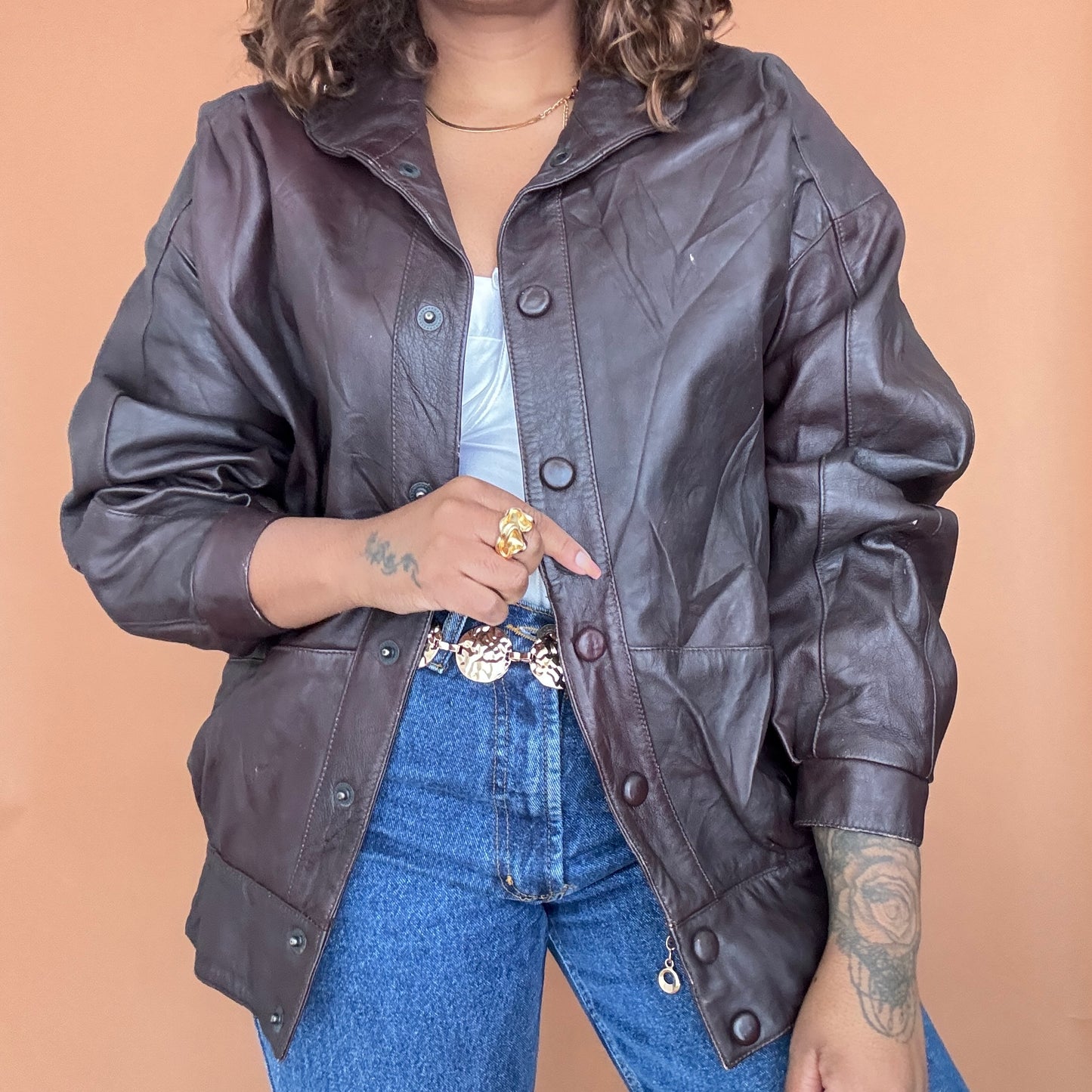 Sale: Vintage Two Tone Genuine Leather Jacket