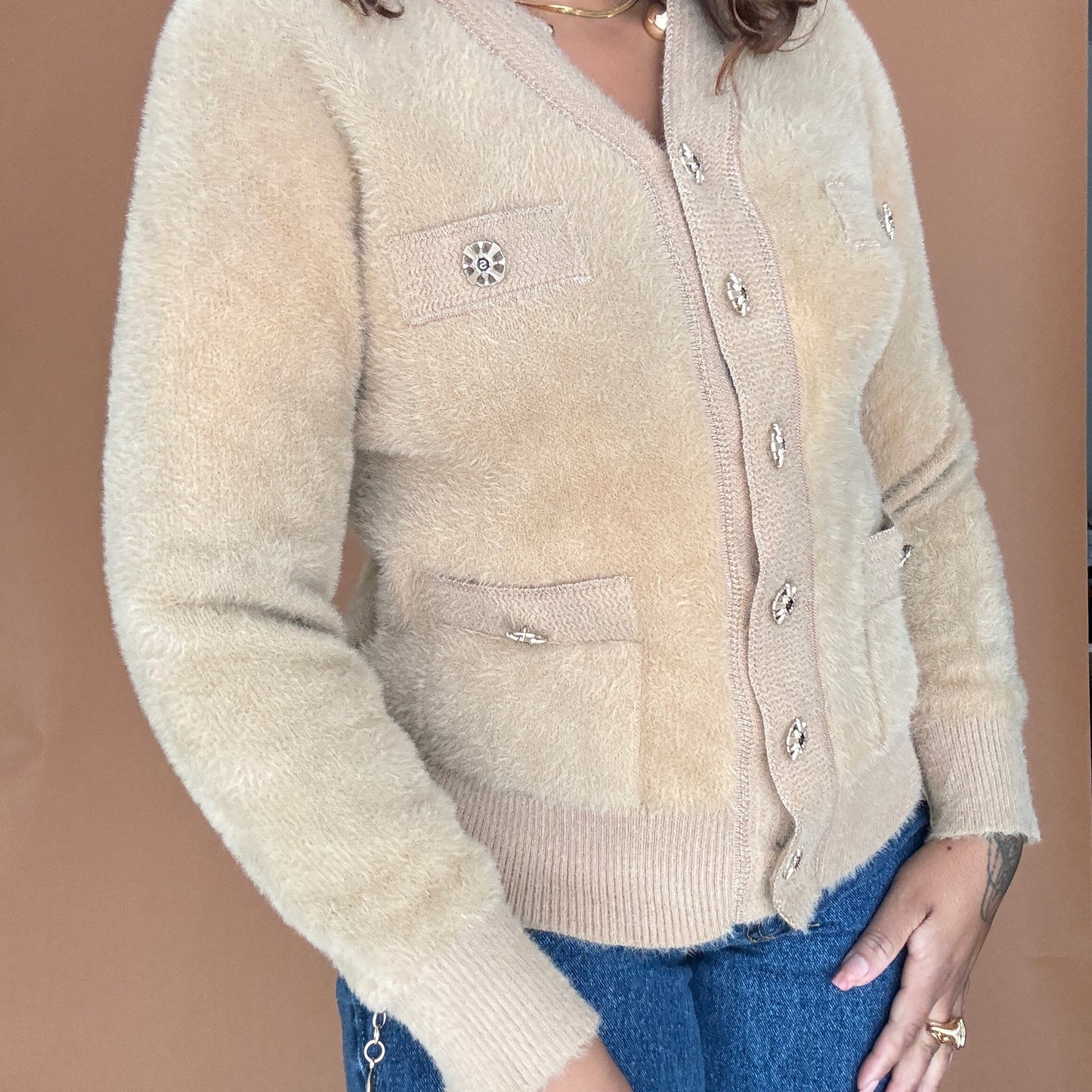 Sale: Fluffy Faux Mohair Cardigan