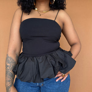 Flared Peplum Bubble Bottom Spaghetti Top
