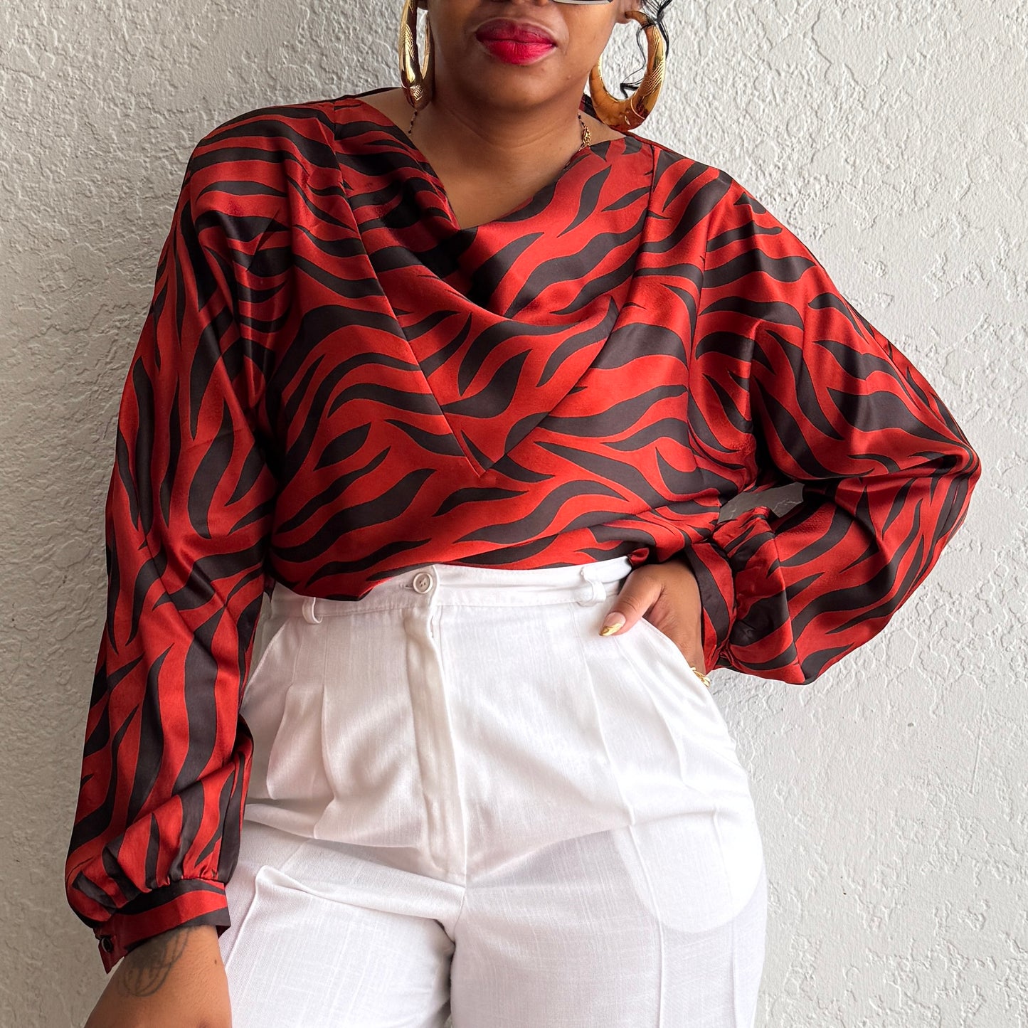 Newly Added: Silky Zebra Print Vintage Blouse