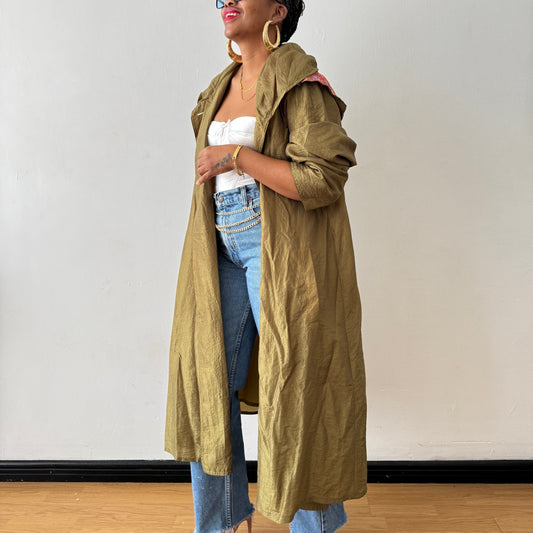 Newly Added: Vintage Flared Light Trench Hooded Coat