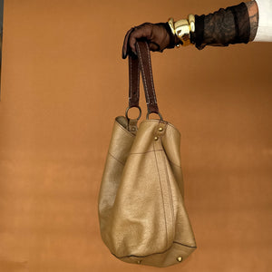 Newly Added: Genuine Leather Metallic Hobo Bag